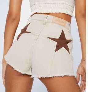 Nasty Gal White and Red Star Jean Shorts